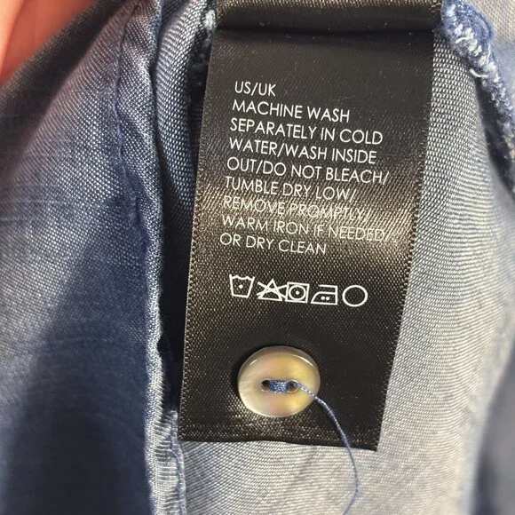 Liverpool Womens Button-Up Denim Shirt With Double Chest Pockets & Button Accent - Picture 6 of 7